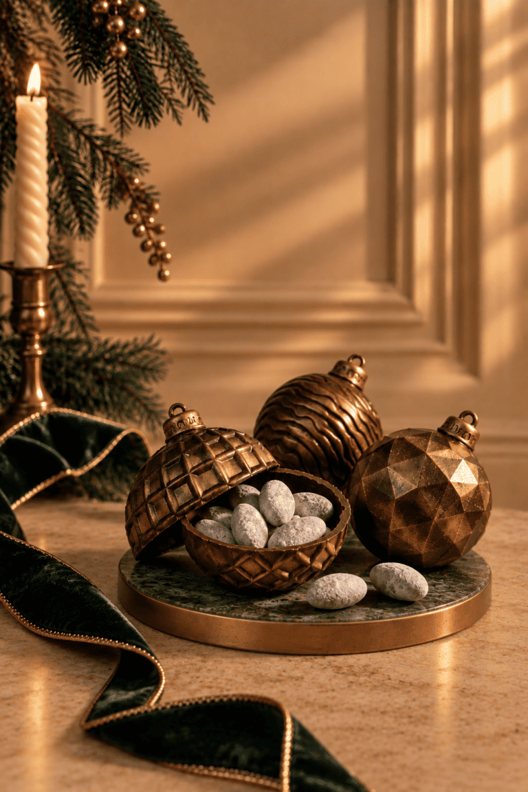 Luxurious Festive Baubles and Candle